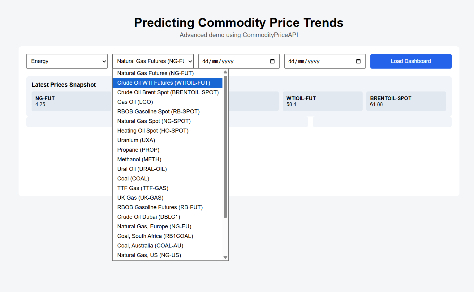 select your metal/energy