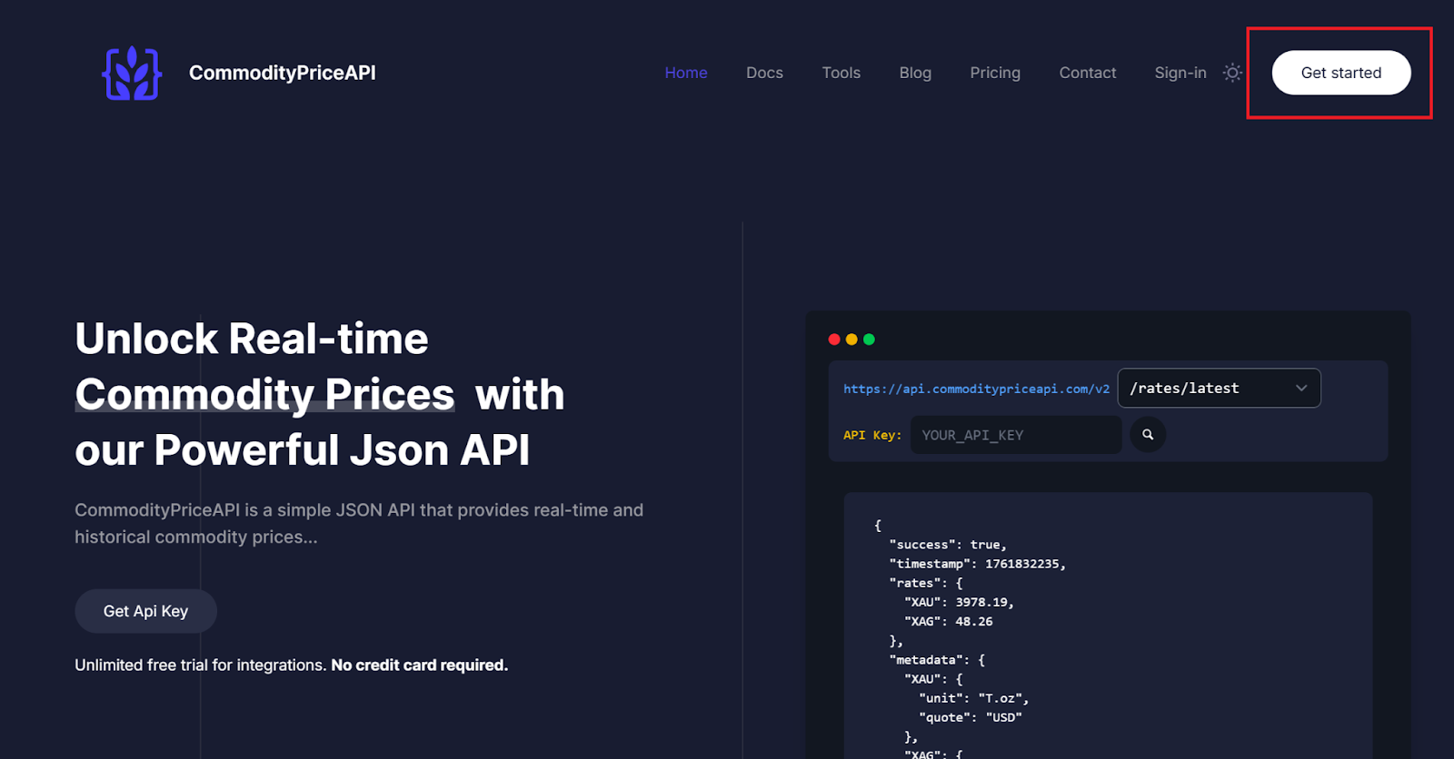 Get Started with Commodities Price API